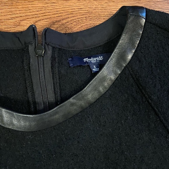 Madewell Leather Trim Wool Top / Sweater with side zipper small - Picture 4 of 5